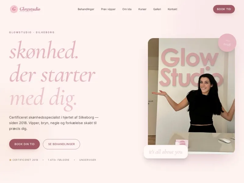 Screenshot af Glow Studio Silkeborg